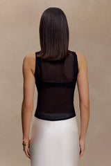 Dollie Sheer Knit Tank Top - Black