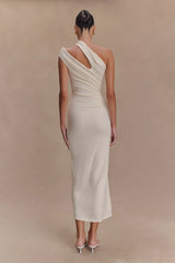 Anastasia One Shoulder Modal Midi Dress - Ivory