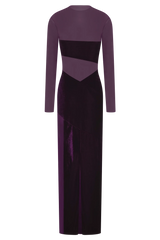 Davina Velvet And Mesh Maxi Dress - Purple