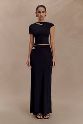 Haven Slinky Twist Midi Skirt - Black