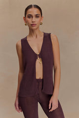 Malani Knit Top With Hardware - Chocolate
