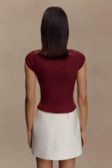 Romana Short Sleeve Mesh Top - Burgundy