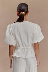 Emilie Puff Sleeve Cotton Top - White