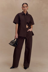 Maya Oversized Denim Shirt - Chocolate