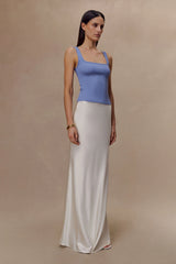 Aisling Ribbed Square Neck Sleeveless Top - Cornflower Blue