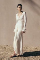 Electra Slinky Lace Maxi Dress - Ivory