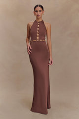 Albion Beaded Slinky Maxi Dress - Chocolate