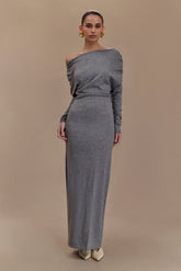 Jessie Cowl Neck Knit Midi Dress - Charcoal Marle