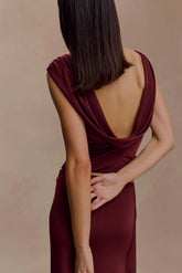 Bridget Slinky Cowl Back Top - Burgundy