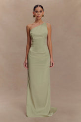Harper One Shoulder Gown - Sage