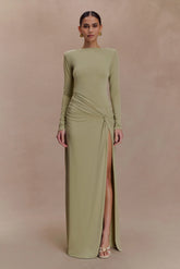 Deanna Long Sleeve Gathered Maxi Dress - Sage