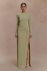 Deanna Long Sleeve Gathered Maxi Dress - Sage