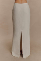 Casey Linen Embroidered Maxi Skirt - Natural