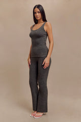 Shyann Straight Leg Knit Pant - Charcoal Marle