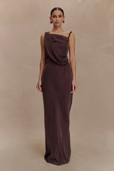 Lorieanne Draped Maxi Dress - Dark Chocolate