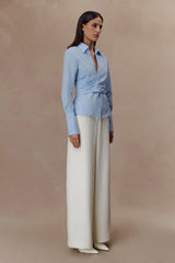 Eugenia Wrap Cotton Shirt - Blue