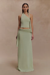 Bowie Low Rise Knit Maxi Skirt - Pastel Green