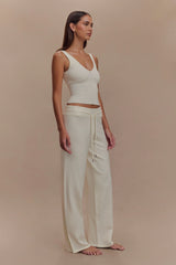 Natalya Ribbed Knit Cami Top - Ivory