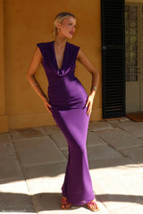 Giulia Chiffon Draped Maxi Dress - Purple