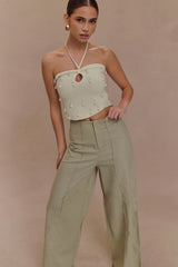 Brandi Linen Straight Leg Pant - Basil