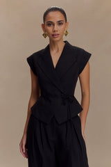 Andina Shortsleeve Linen Top - Black