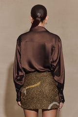 Asher Hand Beaded Abstract Mini Skirt - Gold