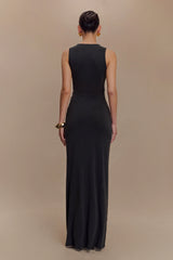 Kassidy Peached Jersey Maxi Dress - Black