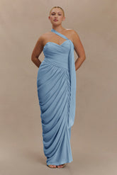Micaela Chiffon Gathered Maxi Dress - Alaskan Blue