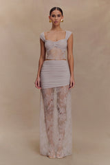 Guinevere Lace And Mesh Top - Lilac