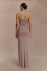 Mirren Strapless Slinky Maxi Dress - Bronze