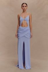 Reama Wrap Over Knit Maxi Dress - Cornflower Blue