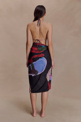 Evie Chiffon Sarong - Multi Fluid Reverie Print