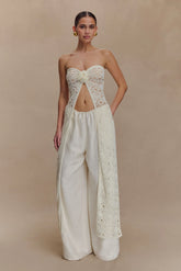 Aeline Strapless Crochet Knit Top - Ivory