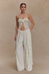 Aeline Strapless Crochet Knit Top - Ivory