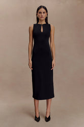 Norah Sleeveless Crepe Midi Dress - Black