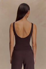 Natalya Ribbed Knit Cami Top - Dark Chocolate