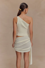 Cali Drape Skirt Knit Mini Dress - Ivory