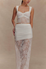 Guinevere Lace And Mesh Maxi Skirt - Ivory