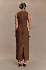 Liam Faux Suede Maxi Dress - Dark Chocolate