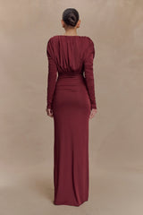 Hayden Long Sleeve Plunge Maxi Dress - Wine