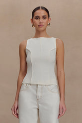 Coraline Panelled Sleeveless Top - White