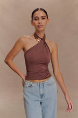 Mariposa Slinky Halter Top - Chocolate