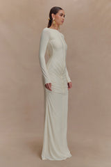 Louisa Long Sleeve Slinky Maxi Dress - Ivory