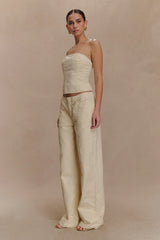 Ebony Embroidered Denim Jeans - Cream