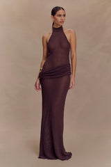 Reece Halter Knit Maxi Dress - Chocolate