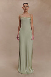 Isadora Lace & Satin Maxi Dress - Sage