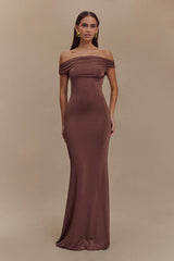 Kinsley Slinky Maxi Dress With Hardware - Chocolate