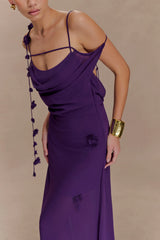 Rosalie Floral Chiffon Maxi Dress - Purple