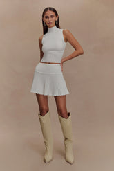 Indy Pointelle Knit Mini Skirt - Ivory