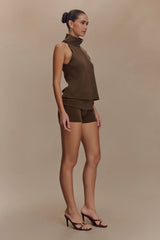 Birdie Fold Over Shorts - Chocolate